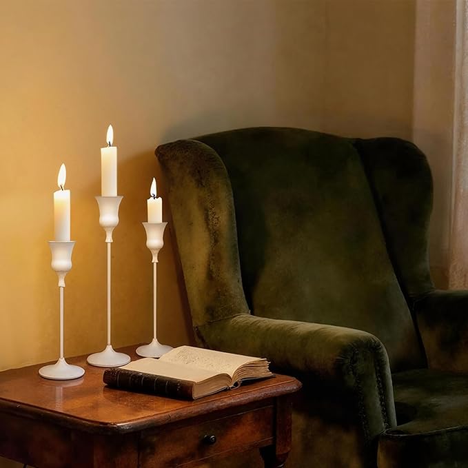 Candlestick Holders White, 3 Packs Taper Candle Holder for Candlesticks, Candle Sticks Holder Decor for Home Decor