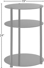 Convenience Concepts Designs2Go Midnight Classic 3-Tier Round Glass Side Table, Black Glass, 15.75 in x 15.75 in x 24.5 in