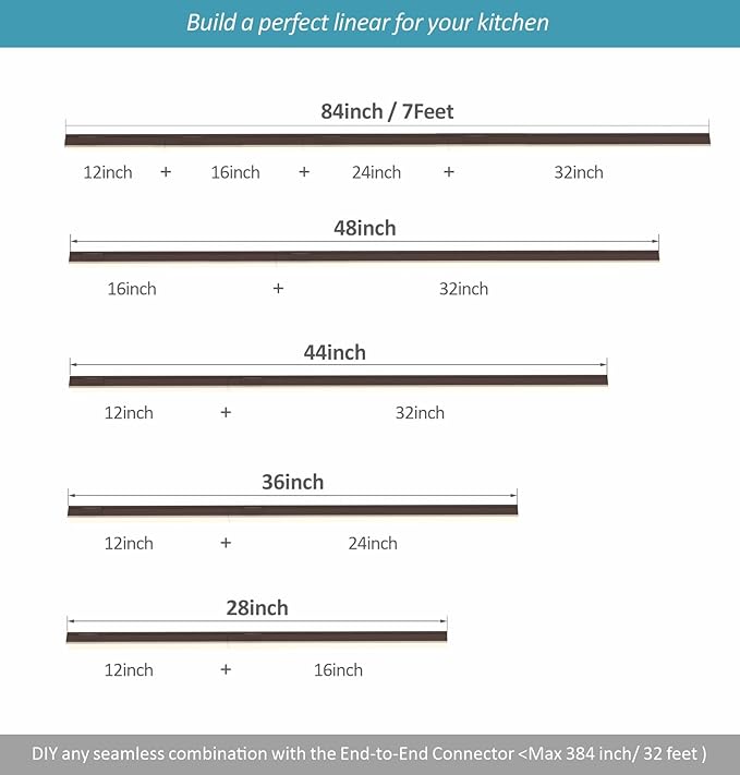 Under Cabinet Lighting Plug in, 24 Inch 2 Pcs, Linkable AC120V 3CCT 3000K/4000K/5000K Ultra Slim, LED Under Cabinet Lights for Counter Light, Kitchen, Shelf, Sink, Workshop, Desk, Bronze