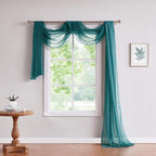 Warm Home Designs 24 Feet Long Green Teal Sheer Window Scarf. These XXL Length Valance Scarves 54 X 288 Inches in Size. Great as Bed Canopy or Wedding Arch Draping Fabric. AM Teal 288"