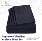 Full Size Bed Sheets - 6 Piece 1500 Supreme Collection Fine Brushed Microfiber Deep Pocket Full Sheet Set Bedding - 2 Extra Pillow Cases, Great Value, Full, Navy