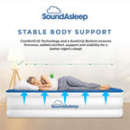 SoundAsleep Dream Series Luxury Air Mattress with ComfortCoil Technology & Built-in High Capacity Pump for Home Camping- Double Height, Adjustable, Inflatable Blow Up, Portable - California King XL