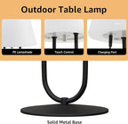 FUYO Small Bedside Table Lamp for Bedroom, Water-Resistant Rechargeble Shower Lamp, Dimmable Touch Control Lamps, Night Light for Bathroom Living Room Patio Camping, 9in(Black)