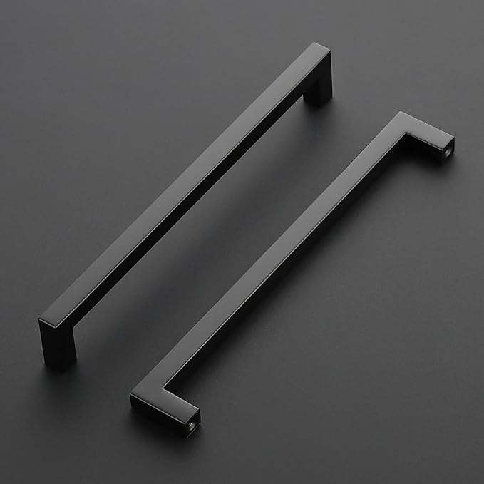 Ravinte 3 Pack Black Cabinet Pulls 8-4/5 Inch Square Kitchen Cabinet Handles Matte Black Kitchen Hardware for Drawer Pulls Drawer Handles Come with Screwdriver