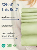 Extra Deep Cal King Sheet Set - 6 Piece Breathable and Cooling Sheets - Hotel Luxury Bed Sheets Set - Easy Fit - Soft, Wrinkle Free and Comfy Sheets Set - Light Sage Sheet Set with Extra Deep Pockets