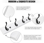 Wooden Coat Rack, Wall-Mounted Organizer for Closet, Entryway, Hallway, Foyer, Bedroom, Heavy Duty Double Hooks for Hanging Towels, Bags, Hats, Jackets, Key (WhiteBlack, 4 Hooks)