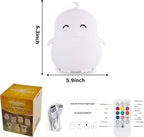 WHA&DARREN Penguin Night Light for Kids, Portable, Rechargeable Silicone Baby Night Light, Girls and Boys Animal Lamp, Kawaii Lamp