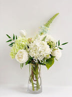 YalzoneMet Artificial Hydrangea Flowers 4 Pcs 2 White 2 Light Green 21 inch Long Rod Real Touch Lifelike Fake Latex Hydrangea Flowers for Home Party Outdoor Wedding Gifts Christmas Table Decoration
