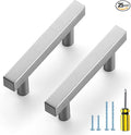 Ravinte Brushed Nickel Cabinet Handles 25 Pack 2-1/2 inch Satin Nickel Square Cabinet Pulls Silver Hardware for Kitchen Cabinets 4 inch Overall Length Stainless Steel Drawer Pulls