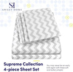 Twin Size Bed Sheets - 4 Piece 1500 Supreme Collection Fine Brushed Microfiber Deep Pocket Twin Sheet Set Bedding - 1 EXTRA PILLOW CASES, GREAT VALUE, Twin, Chevron Gray