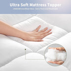Extra Thick Fitted Mattress Topper - Full Size | Soft & Cooling Pillow Top Mattress Pad & Protector | Bed Topper for Back Pain, Straps Stretch 6" to 22" Deep