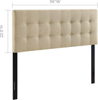 Modway Emily Tufted Button Linen Fabric Upholstered Full Headboard in Beige