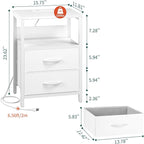Yoobure Nightstand with Charging Station, LED Night Stand with Fabric Drawers and Storage Shelf for Bedroom, Nightstands Bedside Tables with USB Ports & Outlets, Small Night Stands, Bed Side Table