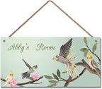 Parrot Sign, Woodland Personalized Sign for Little Man Cave,Kid's Name, Bird Flying Art Kids Door Sign, Baby Nursery Wall Décor Plate For Boys Room Girls Bedroom