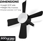 Bell+Howell Socket Breeze Deluxe, Small Ceiling Fan with LED Light and Remote, Adjustable Speeds and Brightness, Light Socket Fan for Bedroom, Kitchen, Living Room, 1000 Lumens