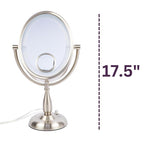 JERDON Lighted Makeup Mirror with 10X-1X Magnification & 15X Spot Mirror - Nickel Finish - Model HL9510NL
