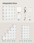 SONGMICS Cube Storage Organizer, Set of 16 Plastic Cubes, Closet Storage Shelves, DIY Plastic Closet Cabinet, Modular Bookcase, Shelving with Doors for Bedroom, Living Room, White ULPC44BSV1