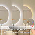 QDSSDECO Irregular LED Bathroom Mirror with Lights,Asymmetrical Led Bathroom Vanity Mirror for Wall with Front and Backlit, Anti Fog, 3 Colors and Dimmable Light, 23" x 31"