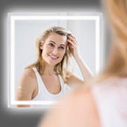 Wall-Mounted LED Square Bathroom Mirror, Makeup Mirror (36 inches x 36 inches,) 3 Color Dimming Bathroom Vanity Mirror with Lights Smart Mirror with Touch