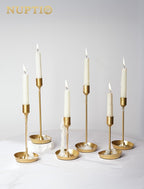NUPTIO Taper Candle Holders for Wedding: 6 PCS Gold Matte Candles Stick Holder for Table Centerpiece - Bulk Candlestick Holders for Birthday Christmas Party Decor