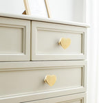 6 Pcs Brass Heart-Shaped Gold Cabinet Knobs, Suitable for Bathroom & Kitchen Drawer Pulls