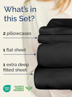 Extra Deep Twin Sheet Set - 4 Piece Breathable and Cooling Sheets - Hotel Luxury Bed Sheets Set - Easy & Secure Fit - Soft, Wrinkle Free and Comfy Sheets Set - Black Sheet Set with Extra Deep Pockets