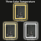 LOAAO 24"X30" LED Bathroom Mirror with Lights, Anti-Fog, Dimmable, Backlit + Front Lit, Lighted Bathroom Vanity Mirror for Wall, Memory Function, Tempered Glass, ETL Listed
