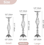 Set of 2 Versatile Silver Flower Arrangement Stand & Pillar Candle Holder Set for Wedding Party Dinner Centerpiece Event Restaurant Hotel Decoration (Silver, 2 x M)