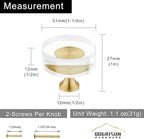 QOGRISUN 2-Pack Brass Crystal Cabinet Knobs,Glass Crystal Gold Drawer Knobs,1-1/4-Inch Round, Decorative Dresser Pulls, Modern Cabinet Hardware