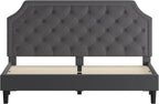 Flash Furniture Brighton King Size Tufted Upholstered Platform Bed in Dark Gray Fabric