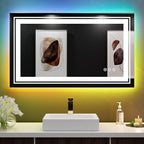 LED Mirror for Bathroom, 40"x24" Mirror with 8 RGB Backlit+3 Front Lit (Adjustable Individually), Defog, Shatterproof, Memory, Tempered Glass