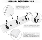 Wooden Coat Rack, Wall-Mounted Organizer for Closet, Entryway, Hallway, Foyer, Bedroom, Heavy Duty Double Hooks for Hanging Towels, Bags, Hats, Jackets, Key (WhiteBlack, 3 Hooks)