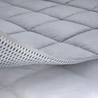 Cooling Mattress Pad Cover, with 100% Cotton Cover and Mesh Shell Underlay, Snow Fiber Filled, Soft, Temperature Regulated, Premium Mattress Protector, Machine Washable (Queen (60x80 inch), Grey)