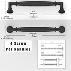 10 Pack Matte Black Cabinet Pulls 5 Inch(128mm) Kitchen Cabinet Handles Solid Zinc Alloy Cabinet Hardware Drawer Pulls