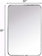 TEHOME 20x30 Brushed Nickel Bathroom Mirror Rounded Rectangle Brushed Silver Vanity Mirror in Stainless Steel
