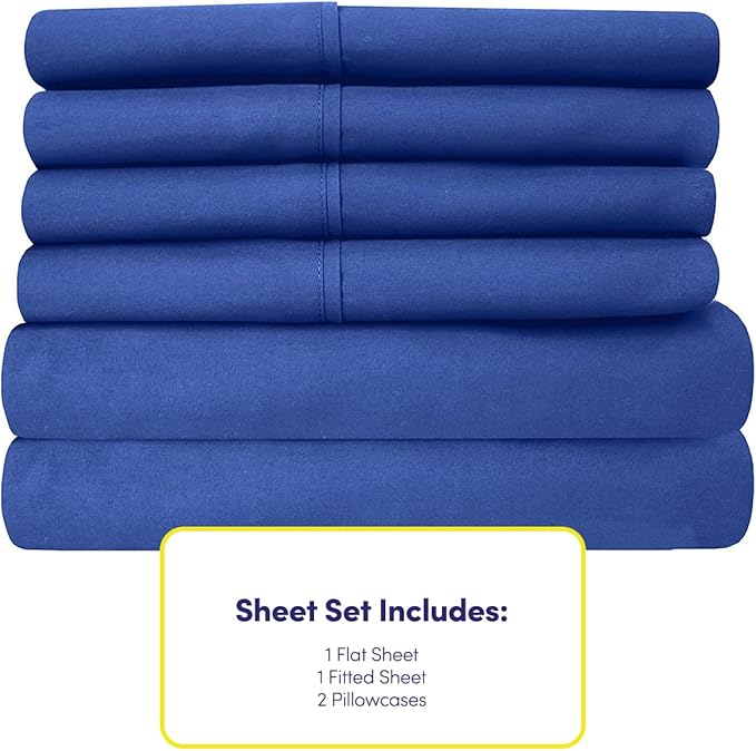 Twin Size Bed Sheets - 4 Piece 1500 Supreme Collection Fine Brushed Microfiber Deep Pocket Twin Sheet Set Bedding - 1 EXTRA PILLOW CASES, GREAT VALUE, Twin, Royal Blue