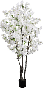 Large Artificial Cherry Blossoms Tree Indoor Faux Cherry Blossom Tree White 6FT Bedroom Trees for Home Decor