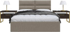 Vänt Upholstered Wall Panels - Queen/Full Size Wall Mounted Headboards - Faux Merino Wool Brown - Set of 4 Panels (Each Individual Panel 30"x11.5")