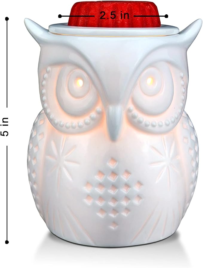STAR MOON Owl Wax Melt Warmer for Home Décor, Wax Warmer for Wax Melt, Scentsy Wax Warmer, 3D, No Flame, Removable Dish, with One More Bulb (The Owl of Athena)