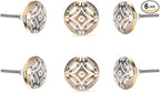Perilla Home Set of 6 Ceramic Knobs for Cabinet & Drawers Decorative Round Knobs for Home Kitchen Cabinet Hardware Cupboard Glass Door Dresser Wardrobe and Drawer Pulls (Aster Black)