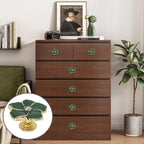 4 pcs Petal Knob Handle Unique Zinc Alloy Flower Shape Single Hole Knob Handle for Cabinets,Drawers, Wardrobes Furniture Decoration(Green (Gold Bottom))