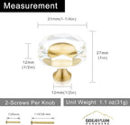 QOGRISUN 10-Pack Brass Crystal Cabinet Knobs,Glass Crystal Gold Drawer Knobs,1-1/4-Inch Polygon,Decorative Dresser Pulls, Modern Cabinet Hardware