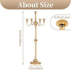 Sziqiqi Gold Floor Candelabra Candle Holder for Centerpiece - Tall 5 Arm Candlesticks Holders Metal Taper Candle Holder for Table Floral Centerpieces for Wedding Party Banquet