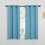 NICETOWN Thermal Insulated Curtains Blackout Draperies, Window Treatment Solid Grommet Room Darkening Drape Panels for Bedroom (Teal Blue, Set of 2, 34 by 45 inches Long)