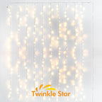 Twinkle Star 300 LED Window Curtain String Light for Christmas Wedding Party Home Garden Bedroom Outdoor Indoor Wall Decorations (Warm White), 2 Pack