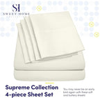 Twin Size Bed Sheets - 4 Piece 1500 Supreme Collection Fine Brushed Microfiber Deep Pocket Twin Sheet Set Bedding - 1 EXTRA PILLOW CASES, GREAT VALUE, Twin, ivory
