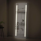 Full Length LED Lighted Free Standing Floor Mirror with ON/OFF Touch Button for Makeup, Dressing in Bedroom & Living Room 19"x59" by Fab Glass and Mirror
