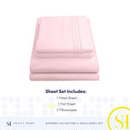 Queen Size Bed Sheets - Breathable Luxury Sheets with Full Elastic & Secure Corner Straps Built In - 1800 Supreme Collection Soft Deep Pocket Bedding, Sheet Set, EXTRA DEEP pocket - Queen, Pale Pink