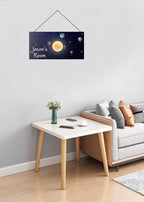 Personalized Outer Space Sign Spacesolar System Themed Decor For Kids Room Nursery Door Art Décor For Little Man Cave,Custom Name Sun Earth Planet Wall Decor Decorative Plate for Boys Bedroom