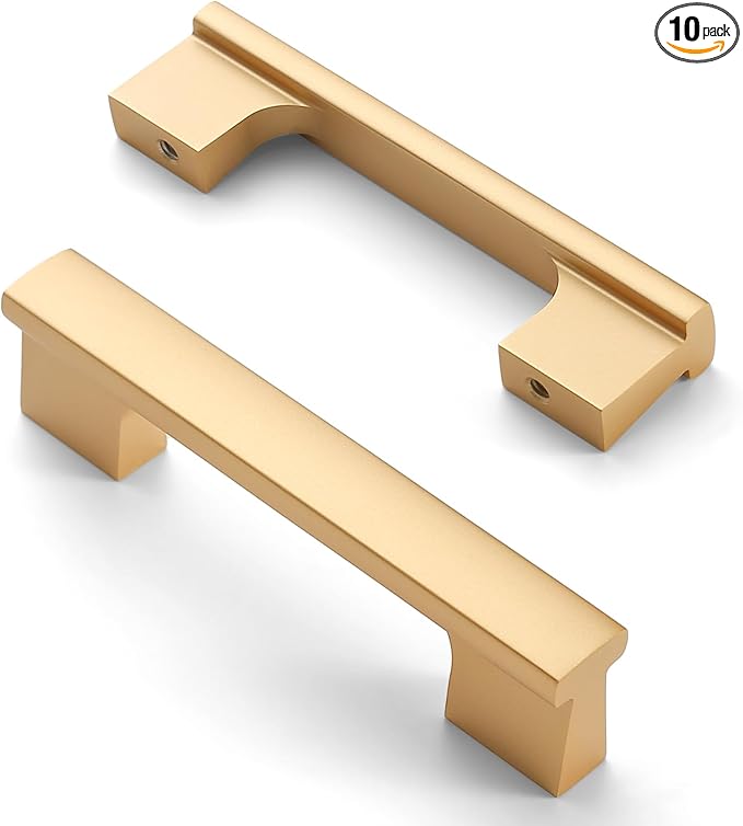 Asidrama 10 Pack 3 Inch(76mm) Brushed Gold Cabinet pulls Kitchen Cabinet Handles, Cabinet Pulls Gold Kitchen Cabinet Hardware for Cupboard Drawer Pulls